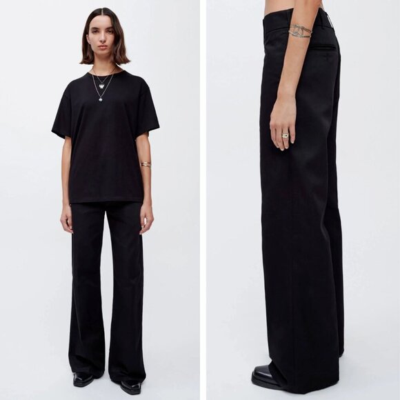 NEW ReDone Super Wide Leg Trouser Pants Black High Waist Neutral Minimalist - Picture 1 of 8